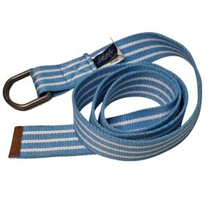 Island Company Mens Striped Canvas D Ring Belt Blue White Size XL